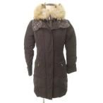 モンクレール MONCLER ロムニー ダウンコート ファー 無地 ジップアップ 厚手 0 XS〜Sサイズ 茶 ブラウン レディース