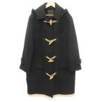 プラスメイド Plus made フード付き ダッフルコート ロング 厚手 ジャケット リネンパイピング M 黒 ブラック