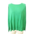 ショッピングzara ザラ ZARA 長袖 ニット 無地 クルーネック スリット 薄手 Mサイズ 緑 グリーン レディース