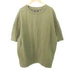 ショッピングzara ザラ ZARA 半袖 トレーナー 無地 クルーネック 薄手 Mサイズ カーキ メンズ