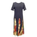 ショッピングzara ザラ ベーシック ZARA BASIC 美品 ワンピース ロング 半袖 スカーフ柄切替 M 黒 ブラック A0119 レディース