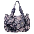 ショッピングスパンコール alfajill 美品 スパンコール ビーズ装飾 ハンドバッグ キャンバス レザー 黒 ブラック ベージュ A0209 レディース