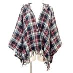 OWLSPALE 2WAY пончо накидка капот проверка бахрома многоцветный A0206 женский 