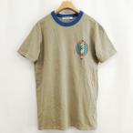 オニツカタイガー Onitsuka Tiger 2183A708 WASHED GRAPHIC TEE 美品 ヴィンテージ ダメージ加工 Tシャツ 半袖 M カーキ系 メンズ