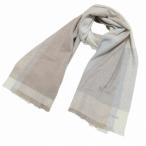 クロエ CHLOE FOULARDS 美品 カシミヤマフラー ストール 大判 チェック フリンジ ロゴ刺? ムーンバット ベージュ系 X レディース