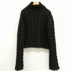 バレンシアガ BALENCIAGA 626199 20AW ショート丈 ケーブル ニット セーター ボトルネック M ブラック レディース