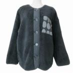 ユニクロ×マリメッコ 24AW フリースカーディガン ボア 241-474871 長袖 ノーカラー 胸ポケット コッペロ柄 L 黒 ブラック X レディース