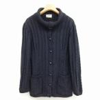 セリーヌ CELINE マカダムボタン ケーブル ニット カーディガン ヴィンテージ 40 ネイビー レディース