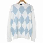  Burberry Golf BURBERRY GOLF вязаный свитер Golf одежда a-ga il длинный рукав хлопок M белый голубой X мужской 