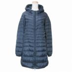 ユニクロ UNIQLO ライトダウンコート フード付き ジップアップ ナイロン ミドル丈 M 紺 ネイビー X レディース