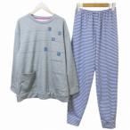  Lisa la-son Wacoal прекрасный товар Night одежда пижама обратная сторона ворсистый длинный рукав тянуть over длинные брюки принт окантовка M серый оттенок голубого Xrete