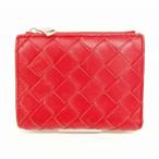 ボッテガヴェネタ BOTTEGA VENETA 742330 イントレチャート スモール コンパクト ウォレット 二つ折り財布 レッド レディース
