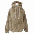 ザラ ZARA 美品 ボアジャケット フェイクファー ジップアップ フーディー M 170/88A 茶 ブラウン X レディース