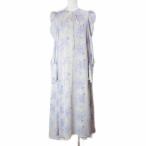 クレイミー crayme 21AW Crest Muse Dress ワンピース ロング フレア シフォン 花柄 長袖 パフスリーブ キーネック リボン ベージュ