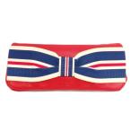  Kate Spade KATE SPADE клатч вечерняя сумочка кожа лента прекрасный товар красный темно-синий женский 