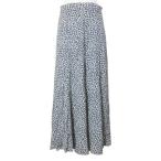 ザラ ZARA ロング スカート フレア 花柄 レーヨン XS 160/62A 紺 白 X レディース