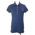ラルフローレン RALPH LAUREN SPORT ポロシャツ 半袖 鹿の子 ビッグポニー 刺? ワンポイント M 165/92A 紺 ネイビー X レディース