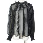 ショッピングzara ザラ ZARA 美品 シアーブラウス シャツ プルオーバー 長袖 フリル バックリボン S 165/84A 黒 ブラック X レディース