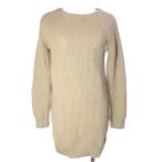 未使用品 ユニクロ UNIQLO タグ付き ヒートテックニットワンピース ミニ 長袖 ウール混 S ベージュ X レディース