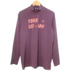  Munsingwear одежда прекрасный товар 20AW cut and sewn рубашка тянуть over с высоким воротником Golf одежда окантовка принт M лиловый черный /X