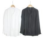 ユニクロ UNIQLO 2点セット 美品 20SS レーヨンボウタイブラウス シャツ 長袖 おまとめ 色違い L 黒 白 /X レディース