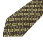  Gucci GUCCI широкий галстук галстук шелк общий рисунок бизнес Brown желтый /X мужской 
