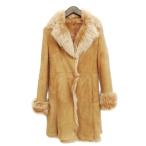  Корея производства мутон меховое пальто S бежевый женский 