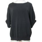 アンテプリマ ANTEPRIMA GATHERS ニットプルオーバー半袖 ボートネック 薄手 38 M相当 黒 ブラック /X レディース