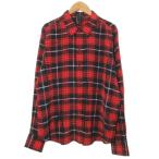 ショッピングJACOBS マークジェイコブス MARC JACOBS 美品 シルクチェックシャツ 長袖 大きいサイズ 12 日本サイズXL相当 赤 黒 /X レディース
