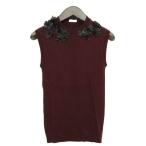 ショッピングMIUMIU ミュウミュウ miumiu フラワーモチーフ ノースリーブ リブ ニット セーター 38 ブラウン系 レディース