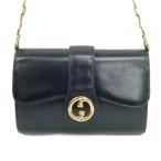 ショッピンググッチ グッチ GUCCI オールドグッチ ヴィンテージ ホースビット チェーン ショルダーバッグ ダークネイビー ゴールド レディース