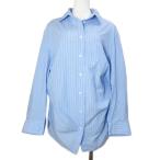 ショッピングzara ザラ ZARA 美品 オーバーサイズストライプポプリンシャツ 長袖 スキッパー XS 160/80A 青 ブルー /X レディース