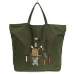 プラダ PRADA ポコノ ロボット ナイロン トートバッグ 三角プレート カーキ系 メンズ レディース