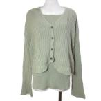  Mira o-wenMila Owen прекрасный товар Cami есть ребра кардиган ансамбль 09WNT211364 вязаный кардиган длинный рукав V шея 0 S соответствует оливковый /