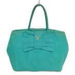 プラダ PRADA リボン ナイロン トートバッグ ハンドバッグ ブルー系 レディース