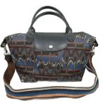 ショッピングロンシャン ロンシャン LONGCHAMP プリアージュネオ 2way トートバッグ ショルダー 総柄 スモール ネイビーブラウン オレンジ レディース