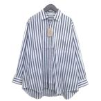 ショッピングGARCONS 未使用品 コムデギャルソンオム COMME des GARCONS HOMME AD1990 田中オム タグ付き ストライプ オープンカラー 開襟 シャツ 長袖 ネイビー