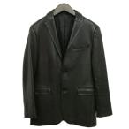 ショッピングBURBERRY バーバリーブラックレーベル BURBERRY BLACK LABEL ラム レザー ジャケット テーラード ブレザー 羊革 S ブラック メンズ