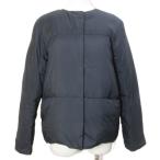 ユニクロ UNIQLO ：C 23AW ライトダウンジャケット 211-461362 ノーカラー ジップアップ S 黒 ブラック /X レディース