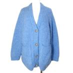 ショッピングzara ザラ ZARA ニットカーディガン 長袖 アルパカ混 Vネック 厚手 M 170/88A 青 ブルー /X レディース