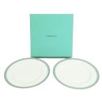 ティファニー TIFFANY & CO. 3634 1963 プラチナブルーバンド デザート プレート 19cm 皿 中皿 2枚セット