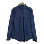 バーバリーブラックレーベル BURBERRY BLACK LABEL 美品 サファリ シャツ コットン 長袖 3 ネイビー メンズ