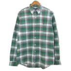 ラルフローレン RALPH LAUREN ボタンダウンシャツ 長袖 チェック ポニー刺? ワンポイント カスタムフィット L 180/100A グリーン系 /X メン
