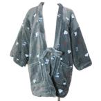 ショッピングはんてん ピーナッツ PEANUTS SNOOPY スヌーピー 美品 はんてん 半纏 ルームウェア 中綿 総柄 8分袖 前結び グレイス M〜L グレー /X レディース