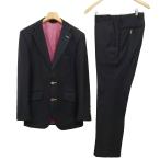 azabu tailor лен ткань Tailor 150's Loro Piana ткань полоса одиночный 2B костюм выставить 44 / 76 черный мужской 