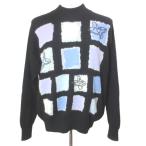  Lanvin Golf кашемир вязаный свитер Golf одежда тянуть over длинный рукав с высоким воротником цветок .? Logo .? M чёрный черный /X