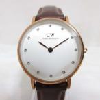ダニエルウェリントン DANIEL WELLINGTON 腕時計 クォーツ 26mm 白文字盤 ゴールド レザーベルト ウォッチ 動作品 レディース