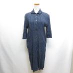 ショッピングツモリチサト ツモリチサト TSUMORI CHISATO チェック柄 五分袖 シャツ ワンピース ネイビー ワッシャー加工 日本製 レディース