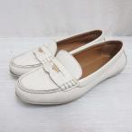  Coach COACH кожа pe колено Loafer туфли без застежки обувь монета мокасины US7B 24cm соответствует белый белый Q8790 обувь *AA* женский 