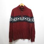 ショッピングアメリカンイーグル アメリカンイーグル AMERICAN EAGLE OUTFITTERS ハイネック ニット セーター S 赤 レッド ハーフボタン メンズ